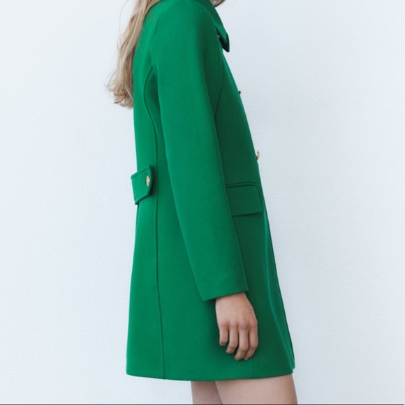 ZARA TAILORED BUTTONED COAT SIZE Small Apple green 0/5247/243 gold buttons NWT - Picture 5 of 11